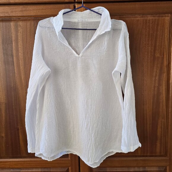 Source Unknown Tops - White cotton blouse blouse made in ITALY